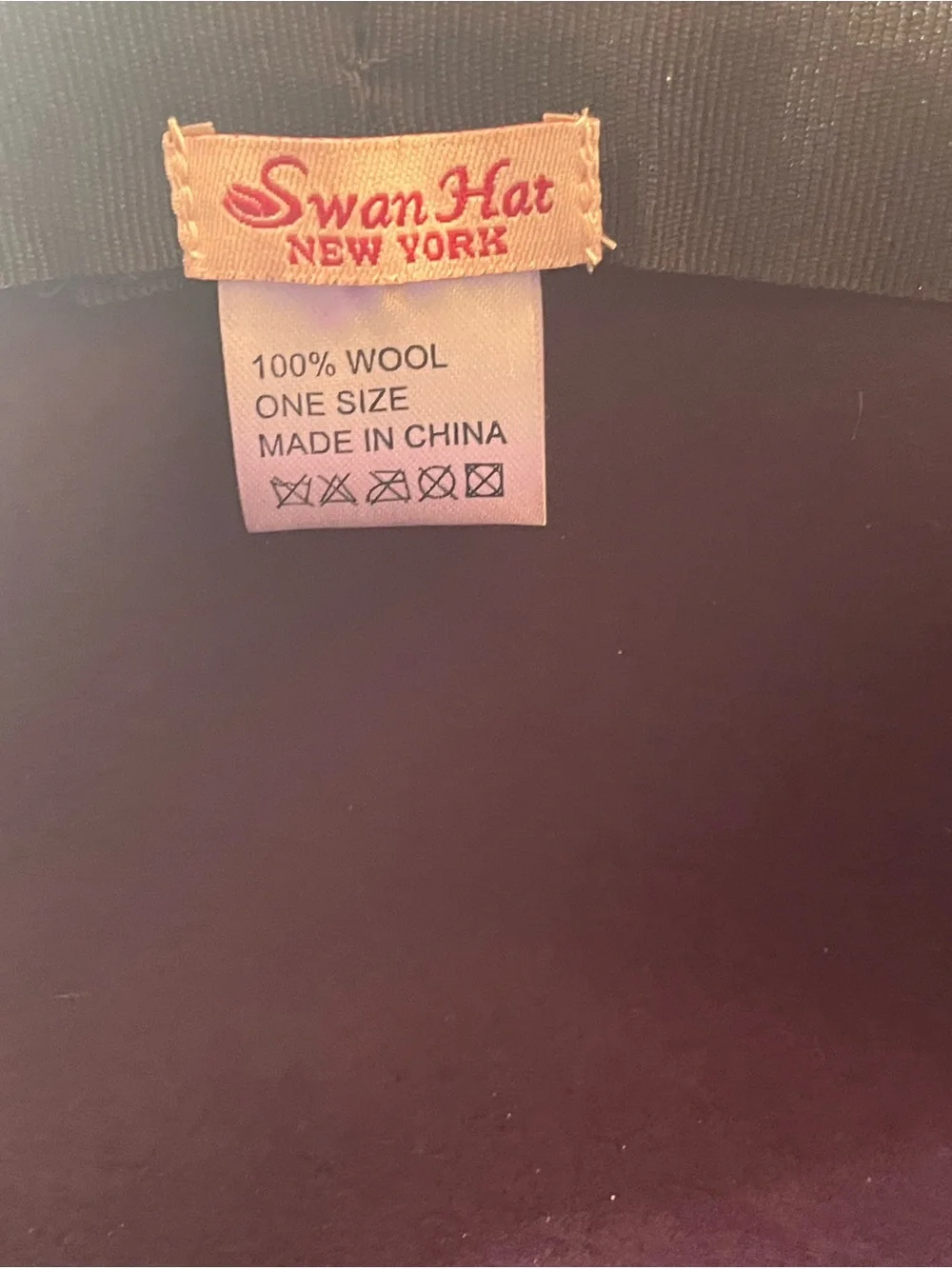 Swan Hat New York Wool Purple and Black Felt Cloche Hat with Feather Trim